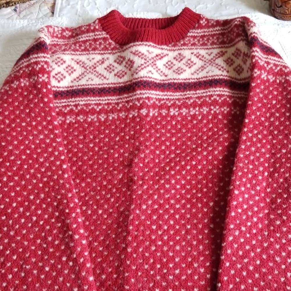 L.L. Bean Vintage Wool Fair Isle Crew Neck Sweater